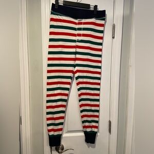 NWOT J.Crew Size S Cotton Navy Green Stripe Elastic Waist Pull On Pajama Pants